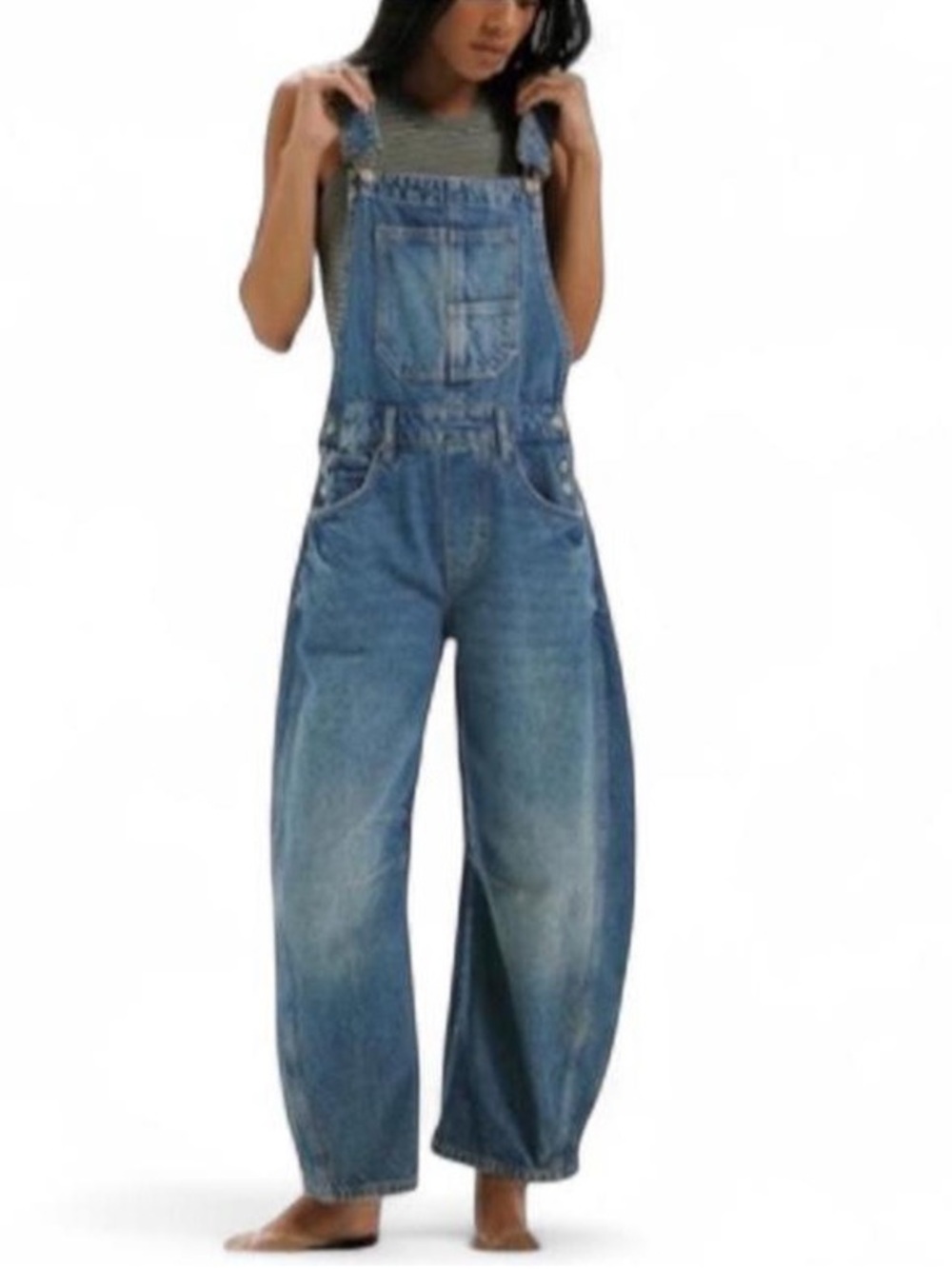 We The Free Light Blue Denim Overalls